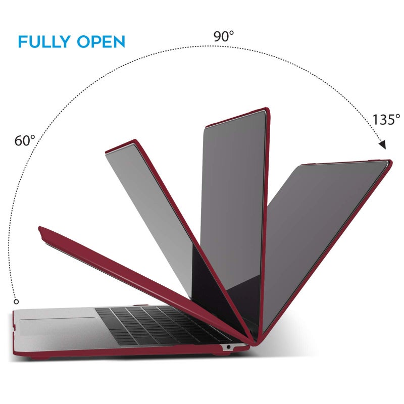 آي بينزر IBenzER متوافق مع حافظة MacBook Air 13 بوصة الجديدة 2022 2021 2020 M1 A2337 A2179 A1932 حافظة بلاستيكية صلبة مع غطاء لوحة مفاتيح لشاشة Mac Retina مع معرف اللمس، أحمر نبيذي MMA-T13WR+1B - Image 5